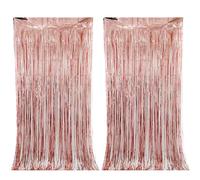 Malustar Lot de 2 rideaux à franges en aluminium pour décoration de fête, 1 x 2 m, multicolore (or rose)