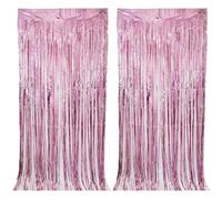Malustar Lot de 2 rideaux à franges en aluminium pour décoration de fête, 1 x 2 m, multicolore (rose)