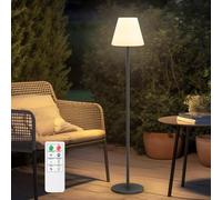 MALUX Lampadaire solaire d'extérieur avec blanc chaud RVB, 8 couleurs, LED rechargeable par USB, étanche IP44, pour jardin, terrasse, balcon, intérieur, extérieur, décoration, 150 cm, gris