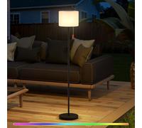 MALUX Lampadaire solaire d'extérieur avec capteur de lumière, intensité variable, blanc chaud et RVB, sans fil, rechargeable par USB, étanche IP44, pour jardin, terrasse, balcon et camping