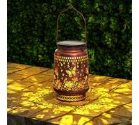 MALUX Lanterne solaire d'extérieur en forme de papillon IP44 - Étanche - Avec lumière LED blanc chaud - Portable - Sans fil - Cadeau parfait pour les femmes et les mères