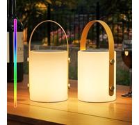 MALUX Lot de 2 Lampe de table solaire, Lampe de table extérieur Blanc chaud 8 couleurs Indice d'étanchéité IP44 Convient pour le jardin, le salon, le balcon