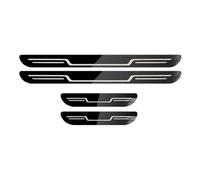 MALVCD 4 Pièces Plaques Plinthes en Acier Inoxydable pour Fiat 500 500X 500L Tipo Punto Bravo Panda STILO, Portière Pédales Protecteur Acier Pédale Protecteur Accessoires,E/Black Titanium Mirror