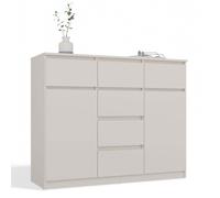 MALWA - Commode 6 tiroirs et 2 portes - 100x120x40 - chambre/bureau/salon - Blanc