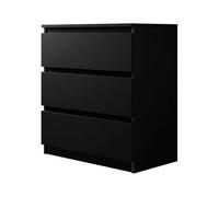 Malwa M3 Commode à 3 tiroirs pour vestibule, couloir, haut buffet, armoire multifonction, buffet, salon, salle à manger (noir)