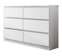 Malwa M6 120 Commode à 6 tiroirs Blanc
