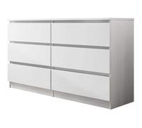 Malwa M6 Blanche Commode à 6 tiroirs