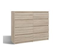 Commode - Malwa M8 120 - Chêne Sonoma - 8 tiroirs - Style scandinave et moderne