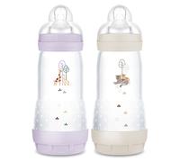 MAM Biberon Easy Start Nature Anti-colique Débit 3 Lilas/Sable 2x320 ml