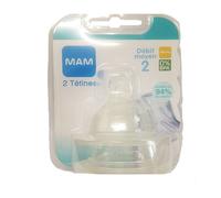 MAM Accessoires pour Biberons Tétine Silicone +2m Débit 2 Moyen 2 unités