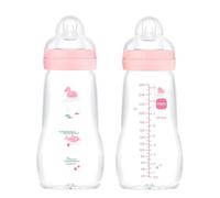 MAM 67036722-2 - Lot de 2 biberons confort en verre 260 ml - pour fille