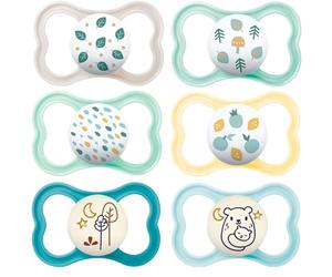 MAM Air + Air Nuit Lot de 6 sucettes (4+2) en silicone 6-16 Mois 3 étuis de transport stérilisés inclus