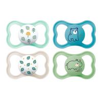 MAM Air Lot de 4 tétines en silicone souple 16 + Skin Soft Colours Uni-Mix