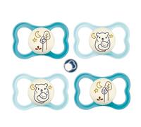 MAM Air Night Air Nuit Sucette 6-16 mois, lot de 4, 2 étui stérilisé, brille dans l'obscurité