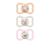 MAM Air Night & Day Lot de 3 tétines pour bébé pour peaux sensibles, brille dans le noir, 6-16 mois, fille