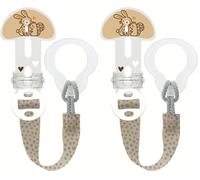 MAM | Attache-sucette (coloris aléatoire) - Attache pour sucette lavable de longueur réglable - Attache-sucette compatible avec toutes les sucettes MAM (Lot de 2)