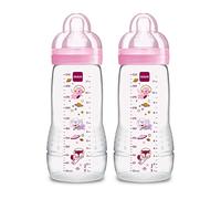 MAM Baby Bottle, Pink, 11 Ounce, 2-Count by MAM (English Manual)