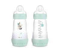 Mam Easy Start Biberon Lot de 2 biberons anti-colique, base ventilée, 2 mois et + plus, 260 ml, bleu clair