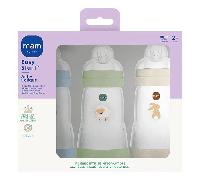 MAM Biberons Easy Start – 3 x 260 ml (Océan, Océan, Sable) – Tétine débit 2