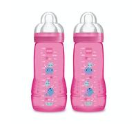 MAM Biberon Deuxième Age Coloré 330 ml à Partir de 6 Mois Tétine Débit X Lot de 2 - Violet