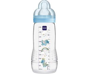 MAM Biberon Easy Active 2e âge, 330 ml - 6+ mois - Tétine débit X, vitesse ultra-rapide - Bleu