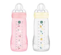 MAM Biberon Easy Active 6+ mois, tétine silicone débit X, lot 2×330 ml Baies/Perle