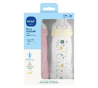 MAM Biberon Easy Active 6+ mois, tétine silicone débit X, lot 2×330 ml Baies/Perle