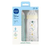 MAM Biberon Easy Active 6+ mois – Lot 2 x 330 ml – Tétine silicone débit X – Glace & Perle