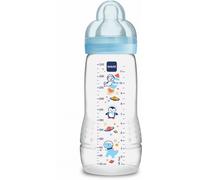 MAM Biberon Easy Active 2ème âge Décoré 330ml à partir de 6 mois Tétine Débit X Bleu (Lot de 2)