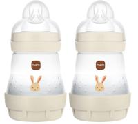 MAM Biberon Easy Start/Anti-Colique - 160ml - Sable - Tétine Débit 1 (Lot de 2)
