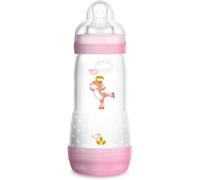 MAM Biberon Easy Start Anti-Colique (320 ml), biberon bébé idéal pour l'allaitement mixte, tétine débit 3, base aérée anti-colique, Blush