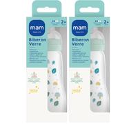 MAM Biberon en verre (260 ml) - Biberon résistant à la chaleur et aux variations de température - Tétine Débit 2 Moyen pour bébé à partir de 2 mois - modèles aléatoire (Lot de 2)