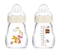 MAM Biberon Verre 170ml 0+ mois - Tétine Débit 1 Blanc