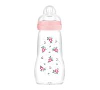 MAM Biberon verre, Bébé 2+ mois, Tétine débit 2 moyen, 260 ml, Berry