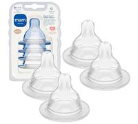 MAM Bottle Nipples Extra Slow Flow Nipple Size 0, for Newborn Babies and Older, SkinSoft Silicone Nipples for Baby Bottles, Fits All MAM Bottles, 4 Pack