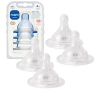 MAM Bottle Nipples Fast Flow Nipple Level 3, for 4+ Months, SkinSoft Silicone Nipples for Baby Bottles, Fits All MAM Bottles, 4 Pack