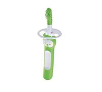 MAM Brosse de massage pour soins bucco-dentaires de bébé, brosse à dents d'entraînement pour bébé avec bouclier de sécurité, parfaite pour la première brosse à dents de bébé, soins dentaires, vert