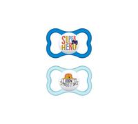 MAM Chupete Air S234 Lot de 2 boucliers ultra doux en silicone pour bébé de 16 mois et plus, Bleu (Dessins assortis)