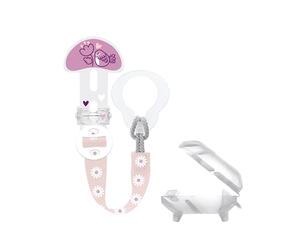 MAM Clip It & Cover, Chaîne avec étui porte-tétine, rose
