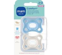 MAM Comfort Lot de 2 tétines 2-6 mois - Sucettes ultra-souples et légères pour les petits bébés - Tétines orthodontiques 100% silicone MAM SkinSoft avec boîte de stérilisation