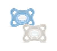 MAM Comfort Sucette en lot de 2, 100% silicone, avec étui porte-sucette, 3 à 12 mois, bleu clair