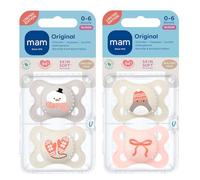 MAM Comfort X-Small 0+ Sucette en silicone médicale Fille, lot de 4, Adaptée aux prématurés et petits bébés de 0 mois avec 2 étui de stérilisation