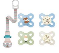 MAM Comfort X-Small 0+ Sucette en silicone médicale, lot de 4, Adaptée aux prématurés et petits bébés de 0 mois avec 2 étui de stérilisation