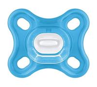 MAM Confort Sucette en 100% silicone pour bébé avec étui porte-tétine, 0 + mois, bleu clair