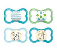 MAM Day & Night Air Dental Lot de 4 tétines en silicone pour bébé de 6 à 16 mois (2 + 2) avec 2 boîtes de transport de stérilisation