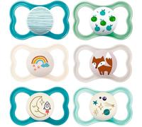 MAM Day & Night Air « Skin Soft » Lot de 6 tétines en silicone pour bébé de 16 ans et plus, avec 3 boîtes de transport de stérilisation