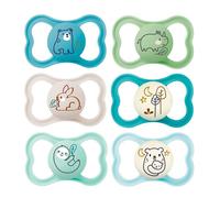 MAM Day & Night MAM Air Skin Soft Lot de 6 tétines en silicone MAM Air Night avec 3 boîtes de transport stérilisées