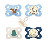 MAM Day & Night Tétines en silicone 0-6 Uni // Lot de 4 // incl. 2 boîtes de transport stérilisantes