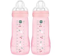 MAM Easy Active 6 mois et plus Couleur Baies (330 ml) - avec tétine en silicone débit X vitesse ultra-rapide - pour bébé avec fermeture hermétique (Lot de 2)