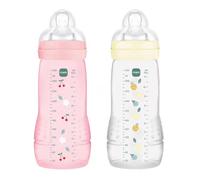 MAM Easy Active 6 mois et plus Couleur Baies + Perle (lot de 2 x 330 ml) - avec tétine en silicone débit X vitesse ultra-rapide - pour bébé avec fermeture hermétique